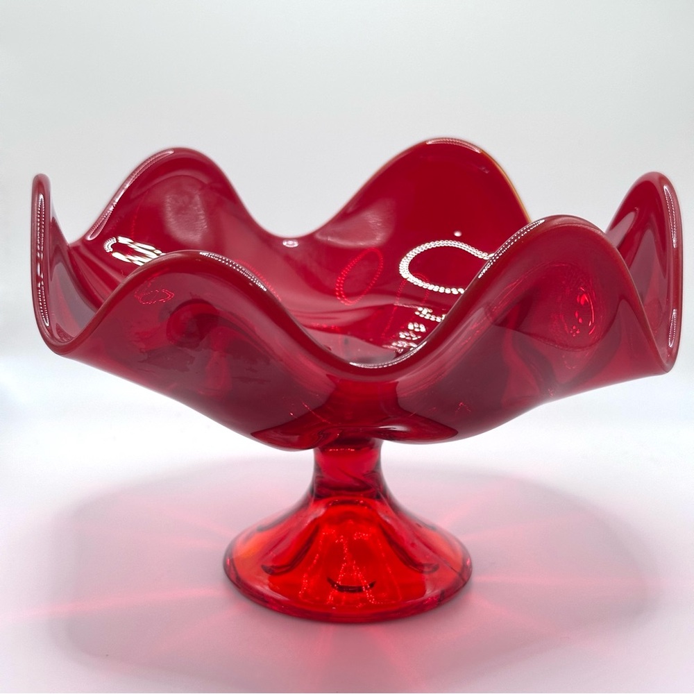 Vintage Viking Epic 6 Petal Compote red glass